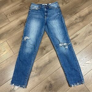 eunina Denim Jeans Cotton Straight Leg High Waisted Ripped Jeans Size 5